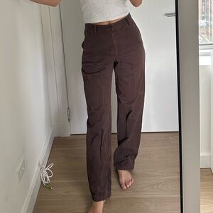 Aritzia Sunday Best Chocolate Brown Straight Leg Pants